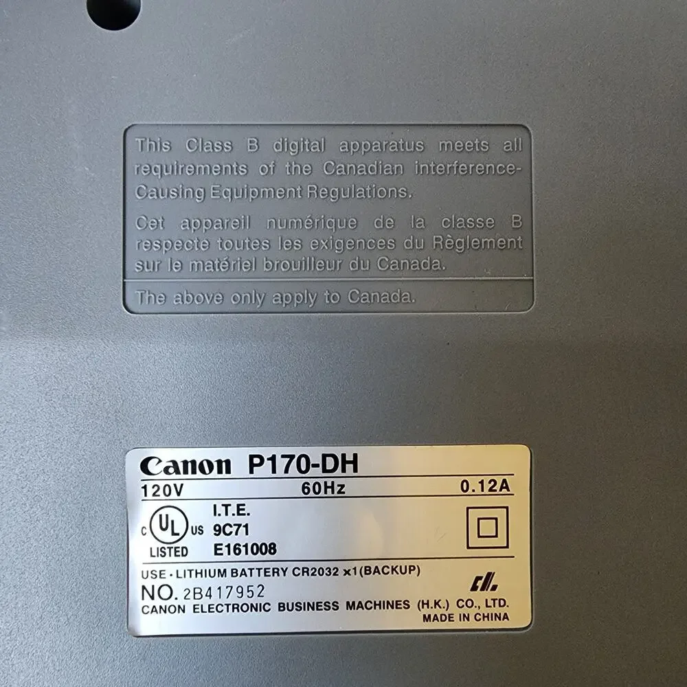 Canon P170-DH Calculator 12 Digit 10 Key Business Machine Printer Tested Works
